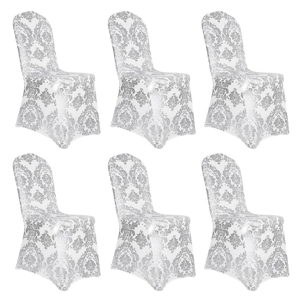 Gold Chair Covers Foil Floral Print, Stretch Fit, 1 Pack