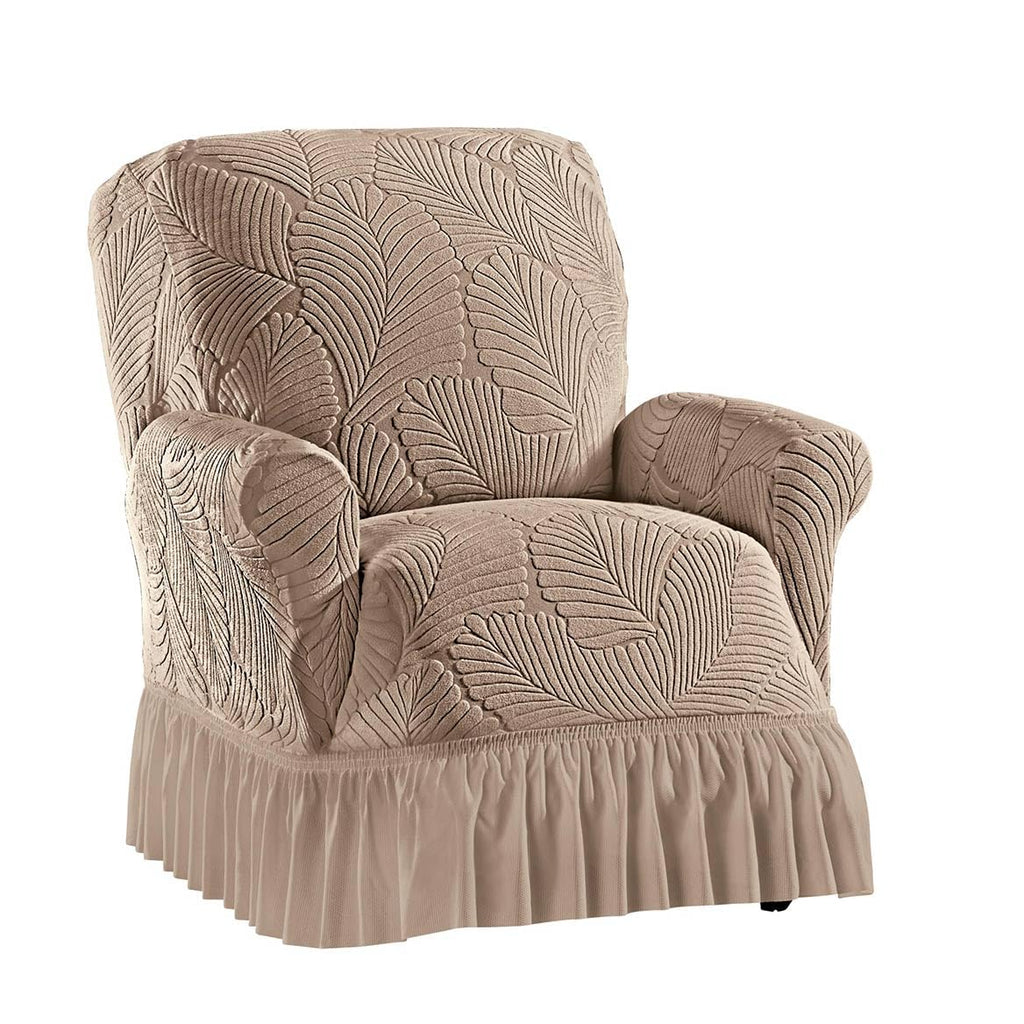 Collections Etc Textured Leaf Design Ruffled Skirt Slipcover