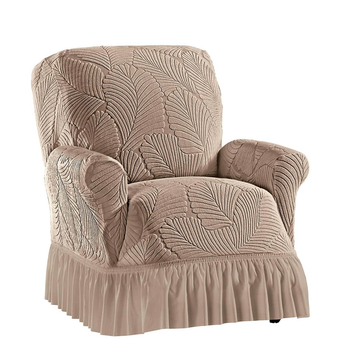 Collections Etc Textured Leaf Design Ruffled Skirt Slipcover