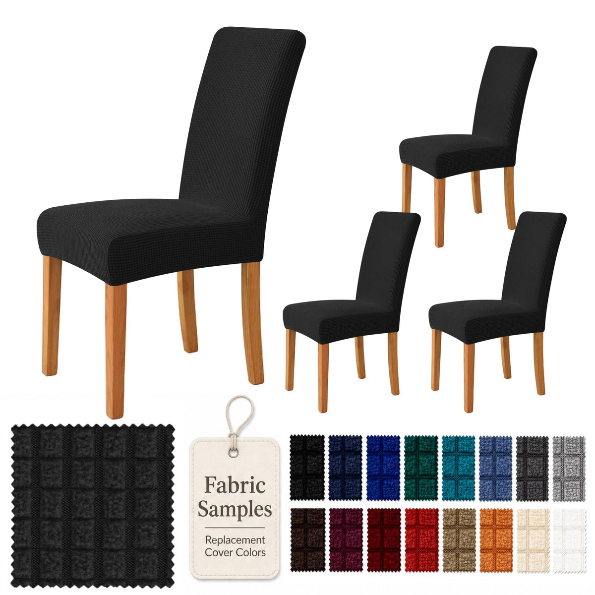 YEMYHOM 2 Packs Latest Checkered Dining Chair Slipcover Parsons Chair Furniture Protector Stretch Chair Covers for Dining Room, Restaurant, Kitchen, Party (Light Gray)