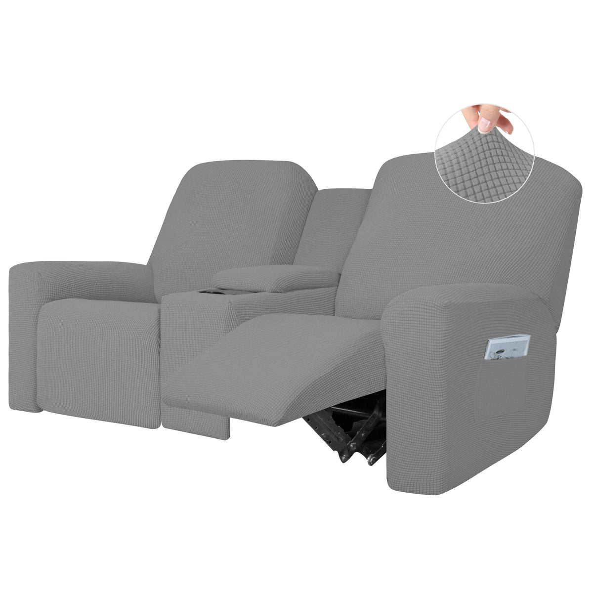 Easy-Going 1 Piece Reclining Loveseat with Middle Console Slipcover