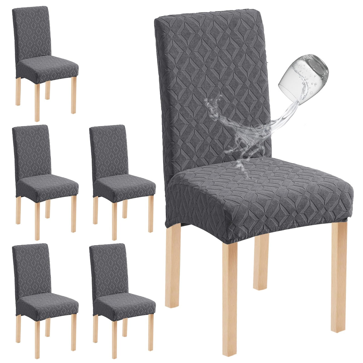 Genina Waterproof Dining Chair Covers Set of 4, Stretch Chair Slipcovers