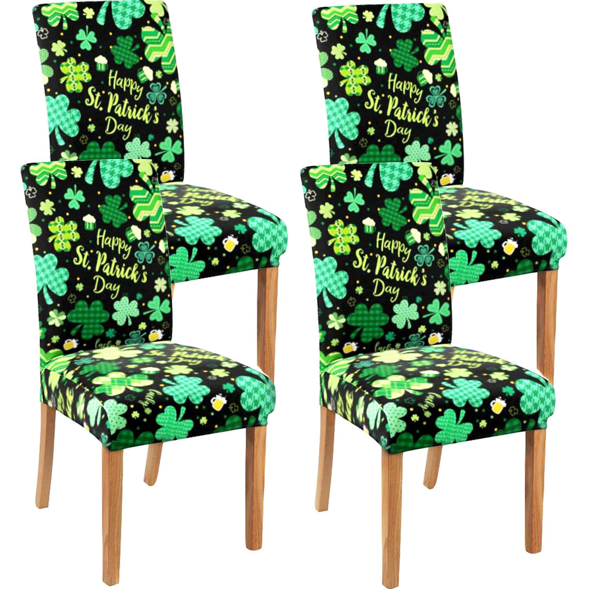 Halloween Chair Covers Set of 4, Fall Pumpkin Black/White Buffalo Plaid Chairs Slipcover for Dining Room, Removable Washable Breathable Cover in the Kitchen Restaurant Holiday Decor