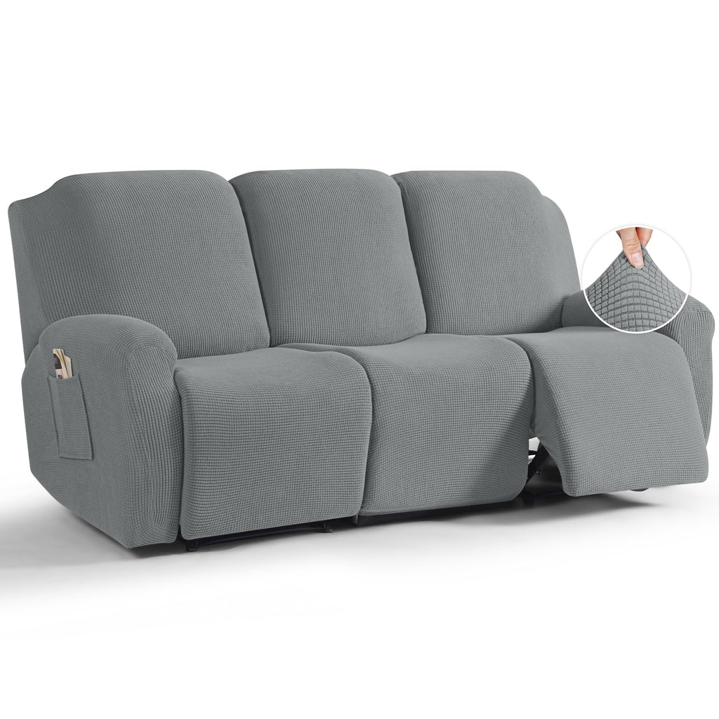 TAOCOCO Stretch Loveseat Recliner Covers 6 Piece, Charcoal Grey