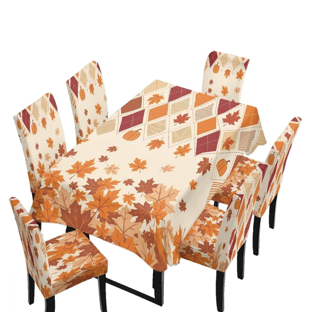 Thanksgiving Rectangle Table Cloth with Dining Chair Cover