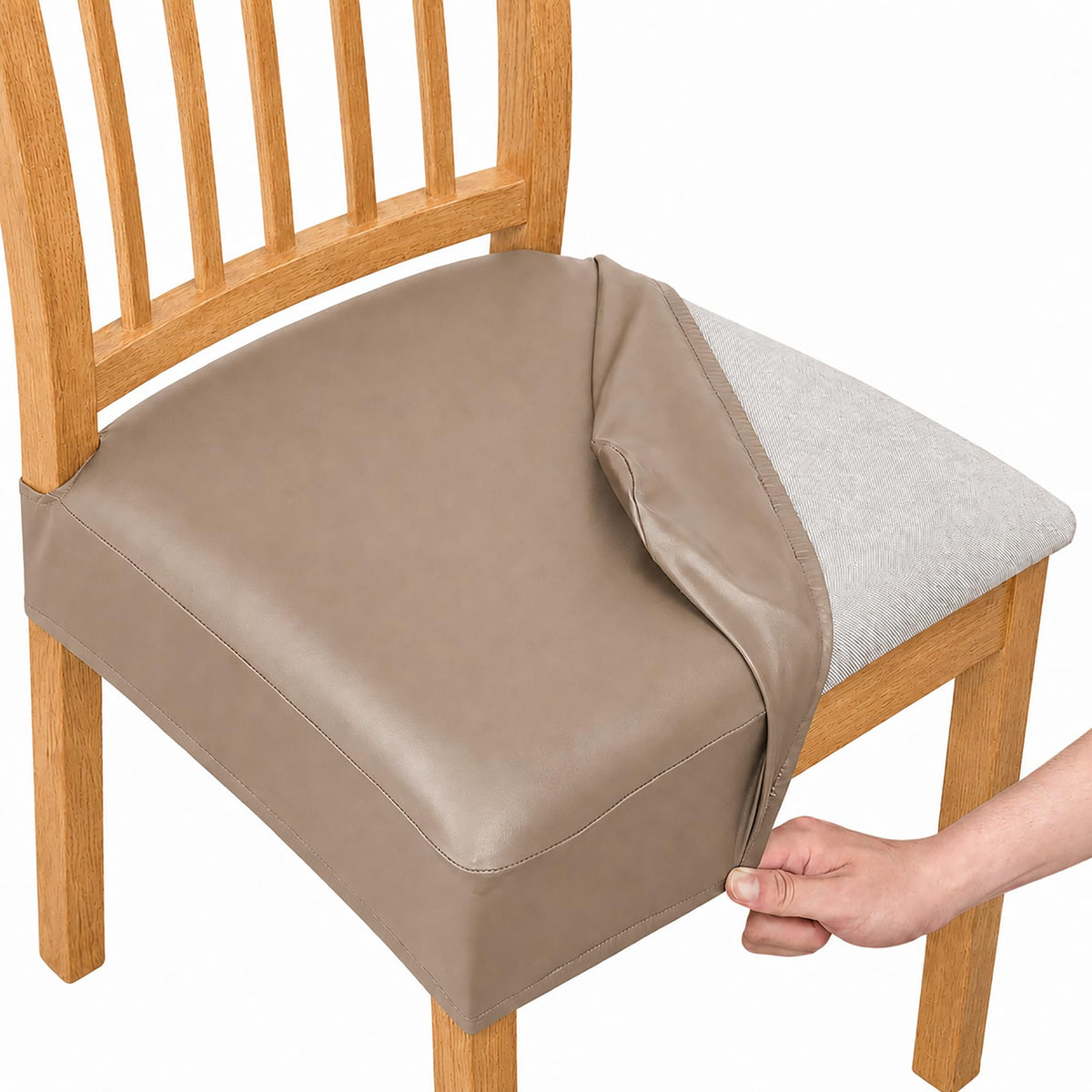 NILUOH Waterproof Seat Covers for Dining Room Chairs, 4 Pack Coffee