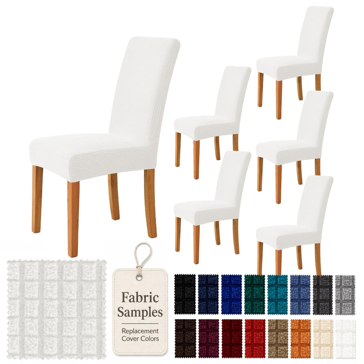 YEMYHOM 2 Packs Latest Checkered Dining Chair Slipcover Parsons Chair Furniture Protector Stretch Chair Covers for Dining Room, Restaurant, Kitchen, Party (Light Gray)