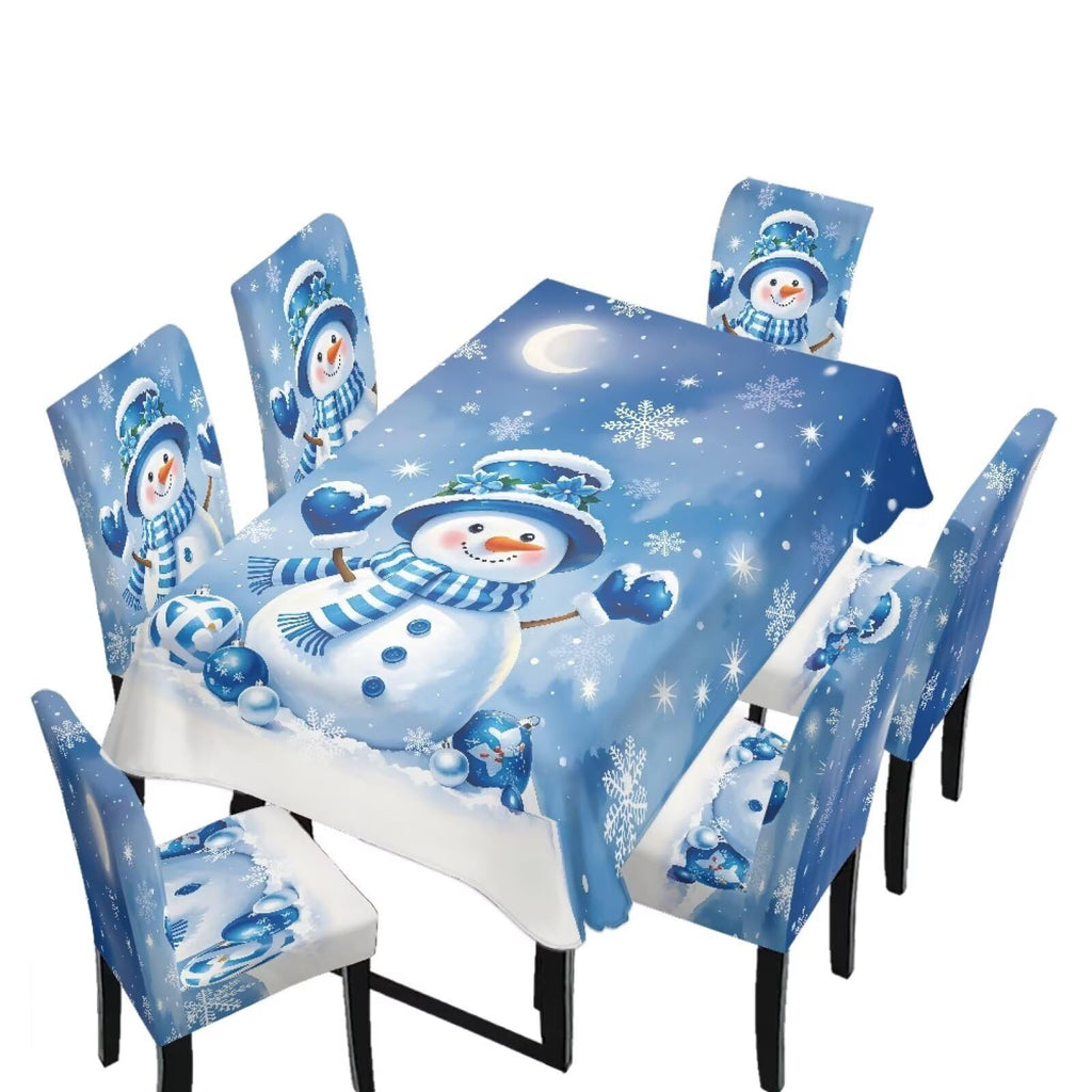 Dining Chair Covers and Dining Table Cloth Christmas Decor