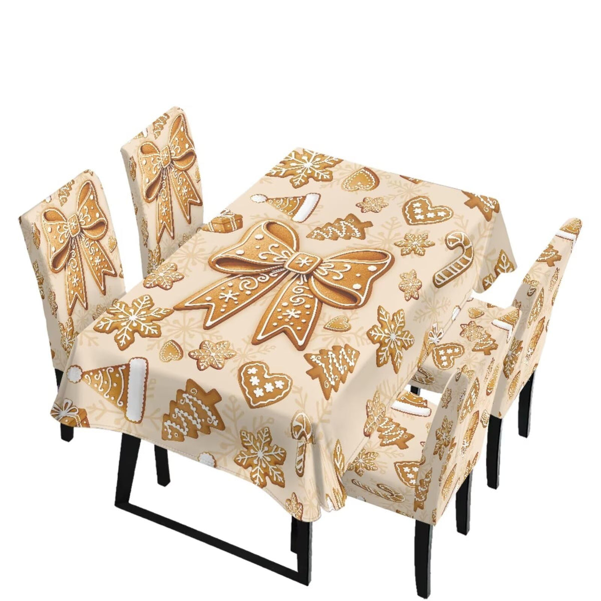 5 Pack Dining Table Cloth Rectangle 4 Seater Includes Kitchen Chair Covers, Stretch Seat Covers for Dining Chairs Anti-dust Washable Table Protector, Tribe Aztec Geometry Print