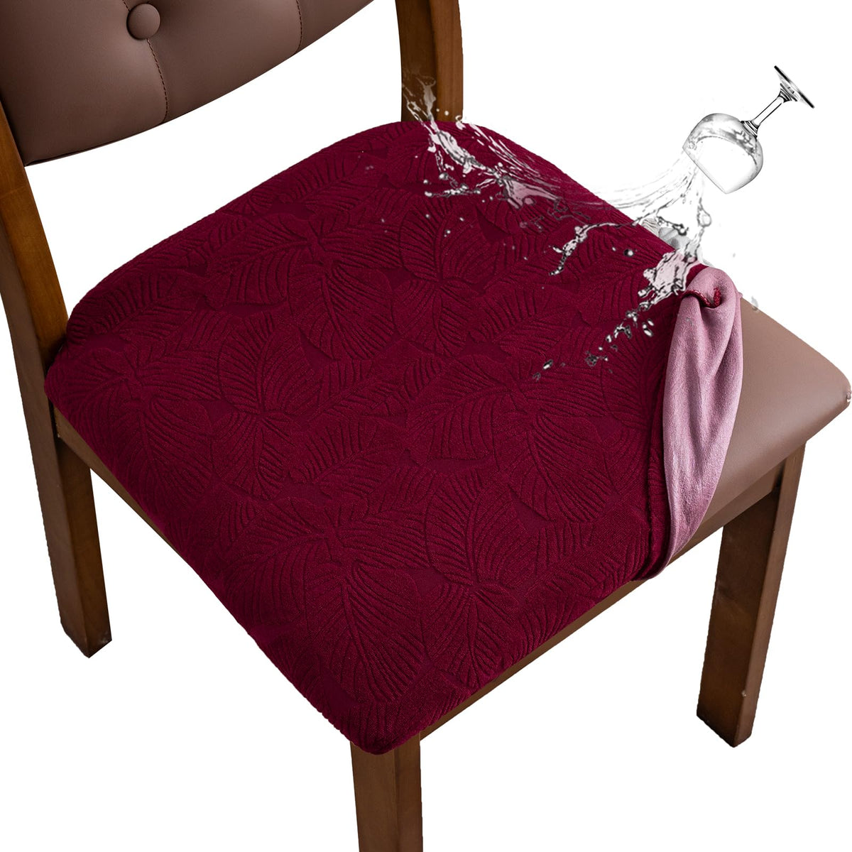Waterproof Dining Room Chair Covers Set of 6,Taupe,Large