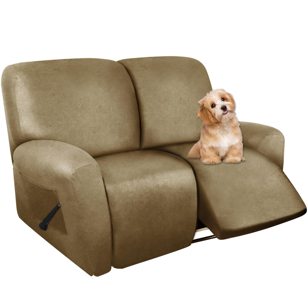 molasofa Leather Like Additional Recliner Console Cover for Reclining Loveseat Covers Stretch Jacquard Middle Consolefor Recliner Couch(Dark Brown)
