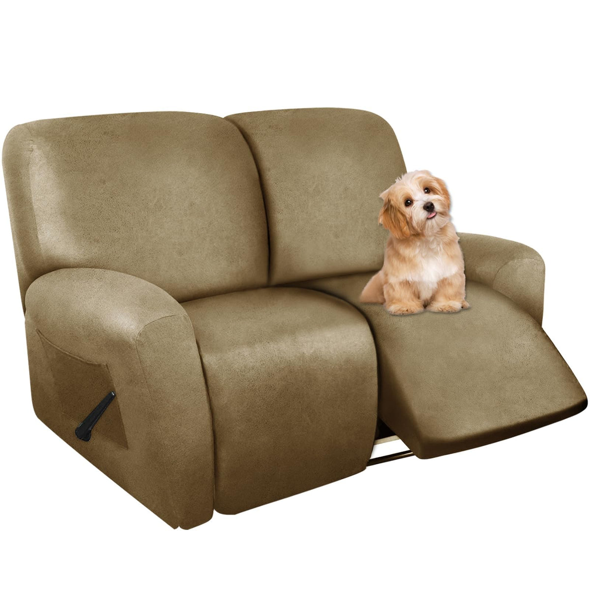 molasofa Leather Like Additional Recliner Console Cover for Reclining Loveseat Covers Stretch Jacquard Middle Consolefor Recliner Couch(Dark Brown)