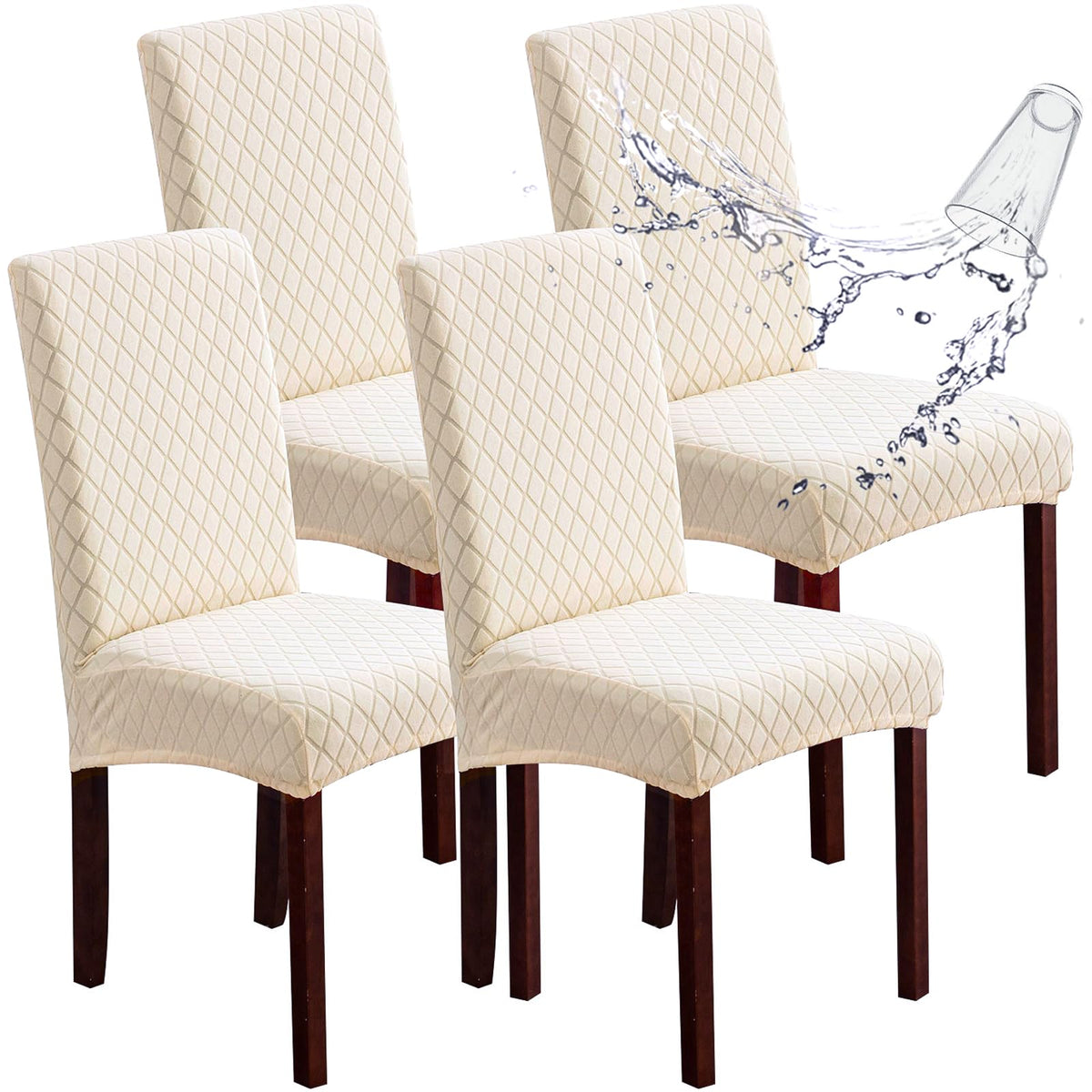 Genina Waterproof Dining Chair Covers Set of 4 Parsons Chair Slipcovers