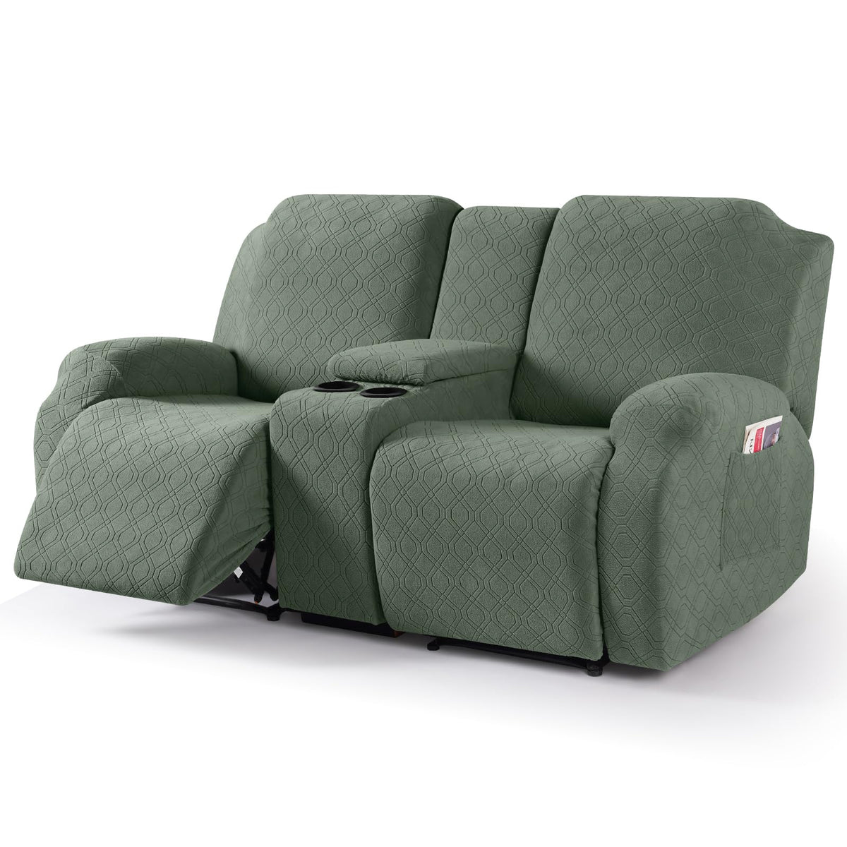 VANSOFY Stretch Recliner Loveseat Cover with Middle Console, Chocolate