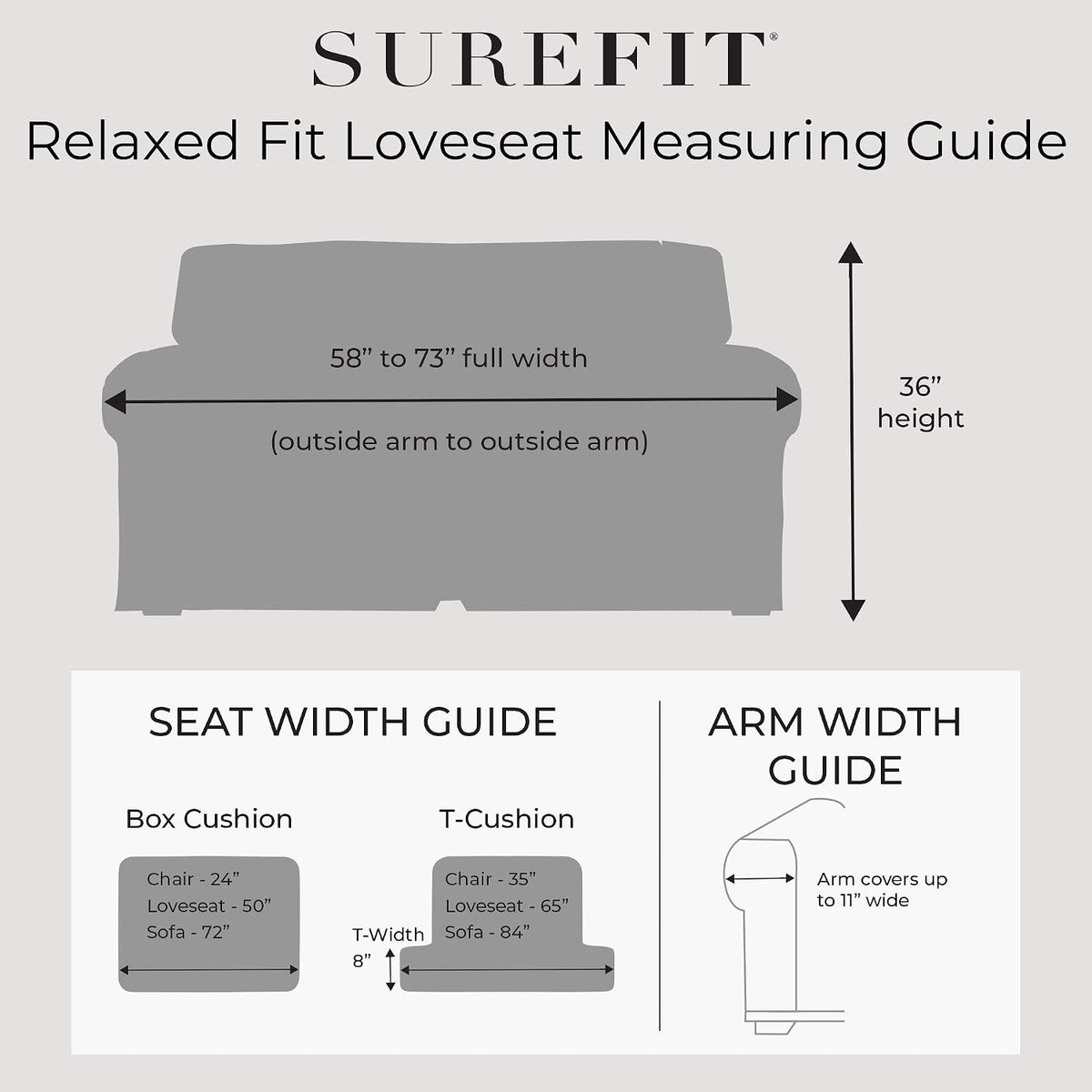 SureFit Home Décor Soft Suede Box Cushion Loveseat One Piece Slipcover, Relaxed Fit, Polyester, Machine Washable, Chocolate Color