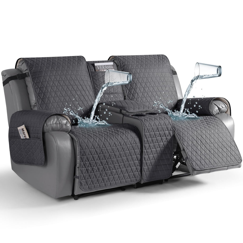 TAOCOCO 100% Waterproof Loveseat Recliner Cover with Console, Stay in Place
