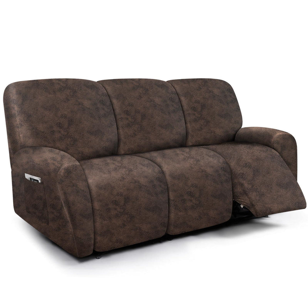 molasofa Leather Like Additional Recliner Console Cover for Reclining Loveseat Covers Stretch Jacquard Middle Consolefor Recliner Couch(Dark Brown)