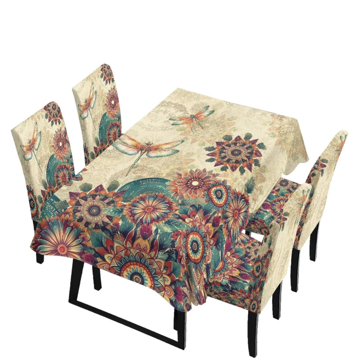 Dining Table Chair Covers 5 Pack, Removable Parsons Chair Slipcovers Dust Proof Tablecloths Scratch Resistant Seat Protector for Dining Room, Sunflower Honeycomb Bee Print Yellow