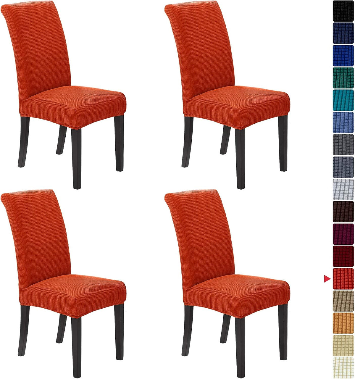 Stretch Chair Covers for Dining Room Set of 4, Removable Washable Dining Room Chair Covers, Dining Chair Slipcovers Seat Protector, Great for Home and Banquet Decor (Pureed Pumpkin, 4 Pack)