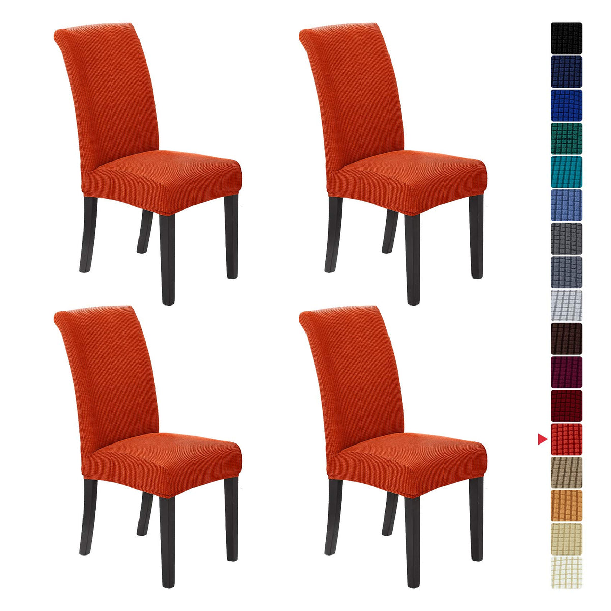 Stretch Chair Covers for Dining Room Set of 4, Removable Washable Dining Room Chair Covers, Dining Chair Slipcovers Seat Protector, Great for Home and Banquet Decor (Pureed Pumpkin, 4 Pack)