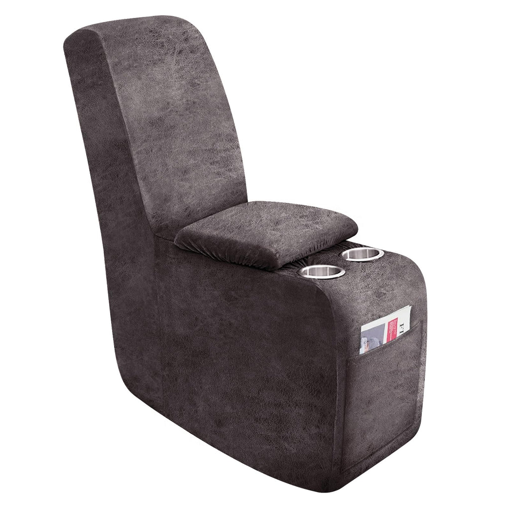 molasofa Leather Like Additional Recliner Console Cover for Reclining Loveseat Covers Stretch Jacquard Middle Consolefor Recliner Couch(Dark Brown)