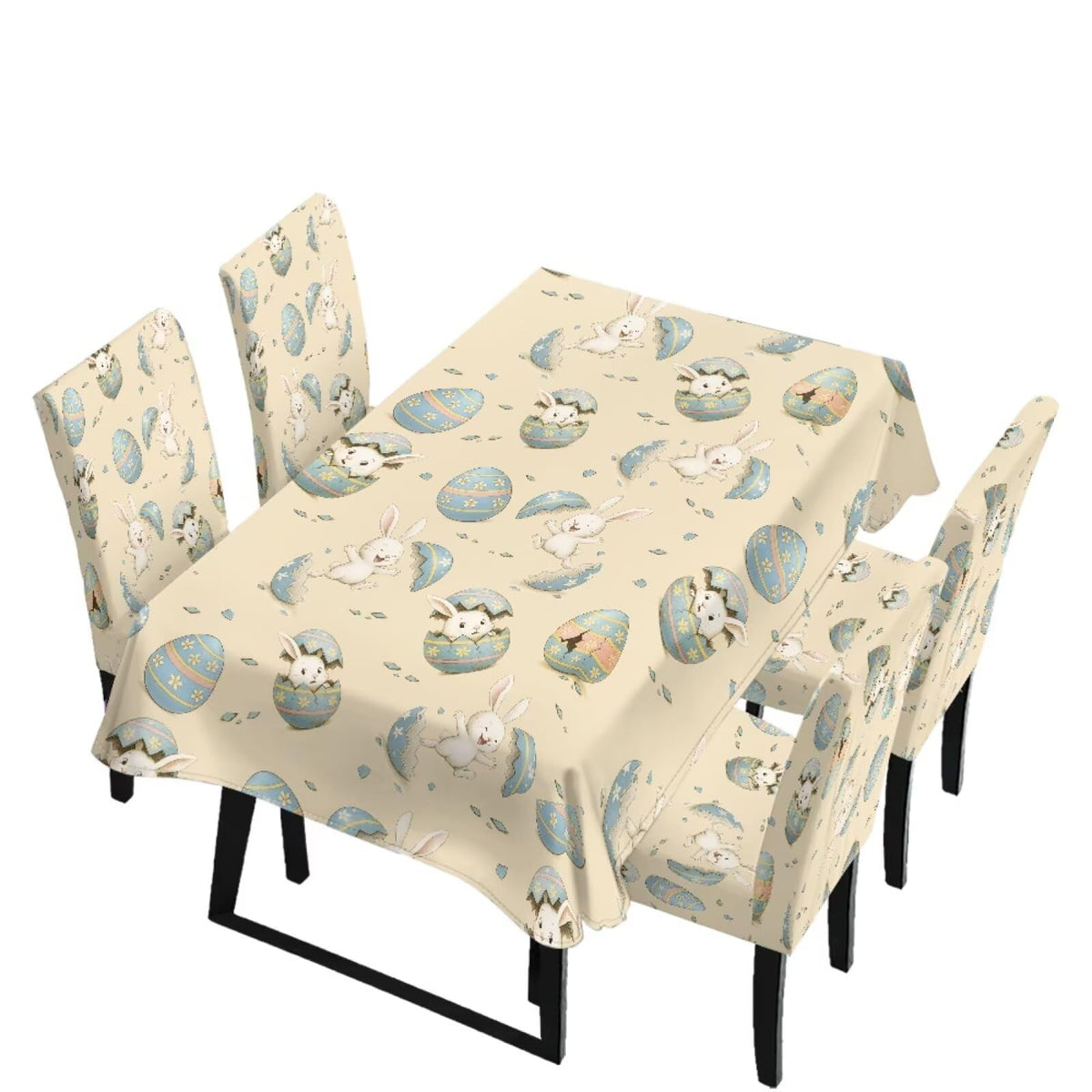 Stain Resistant Tablecloths and Dining Seat Covers Set of 5, Kitchen Chair Slipcovers Washable Table Slipcover Chair Seat Covers for Kitchen Restaurant, Chicken Cactus Print