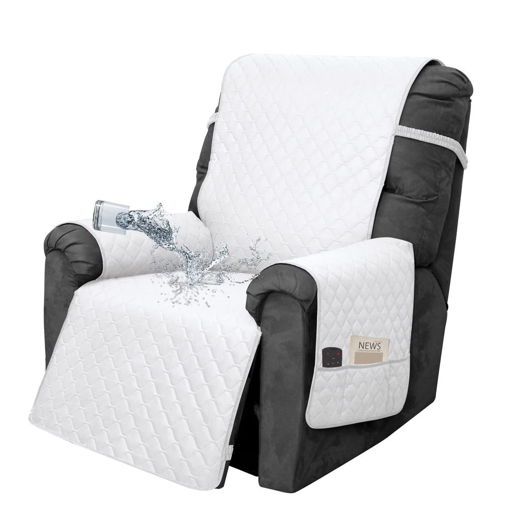 Easy-Going Waterproof Recliner Loveseat Sofa Cover with Pocket, 1-Piece Reversible Couch Cover for 2 Seat Recliner, Protector with Elastic Straps for Pets(Recliner Loveseat, Gray/Light Gray)