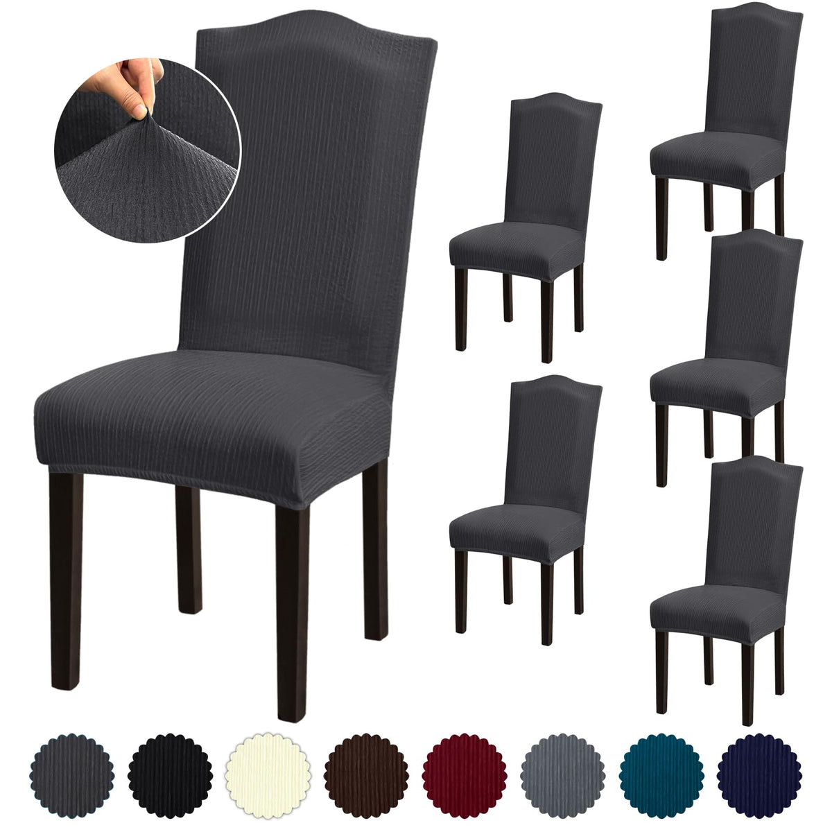 Stretch Dining Room Chair Covers Set of 6, Removable Washable Chair Covers for Dining Chairs,Dining Room, Hotel, Ceremony