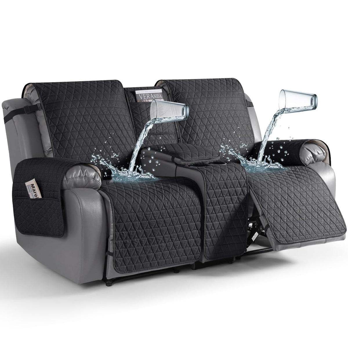 TAOCOCO 100% Waterproof Loveseat Recliner Cover with Console, Stay in Place
