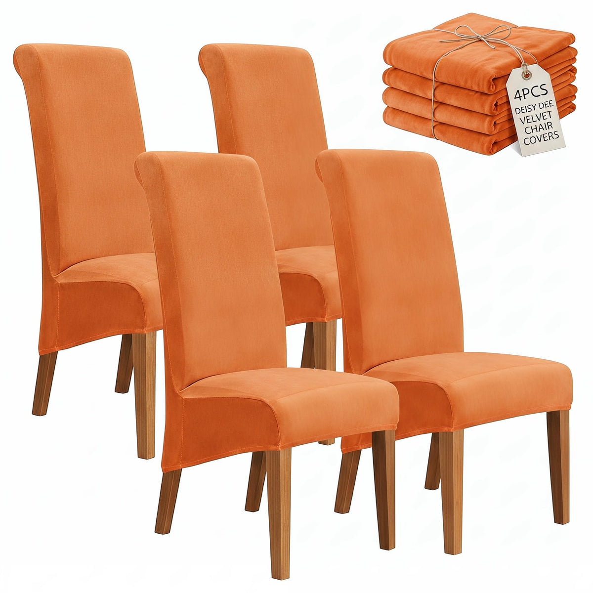 Velvet Dining Chair Covers Set of 2, Extra Large XL Oversized Stretch Parsons Chair Slipcovers for High Back Dining Room Kitchen, Non-Slip Removable Washable Chair Protectors,Khaki