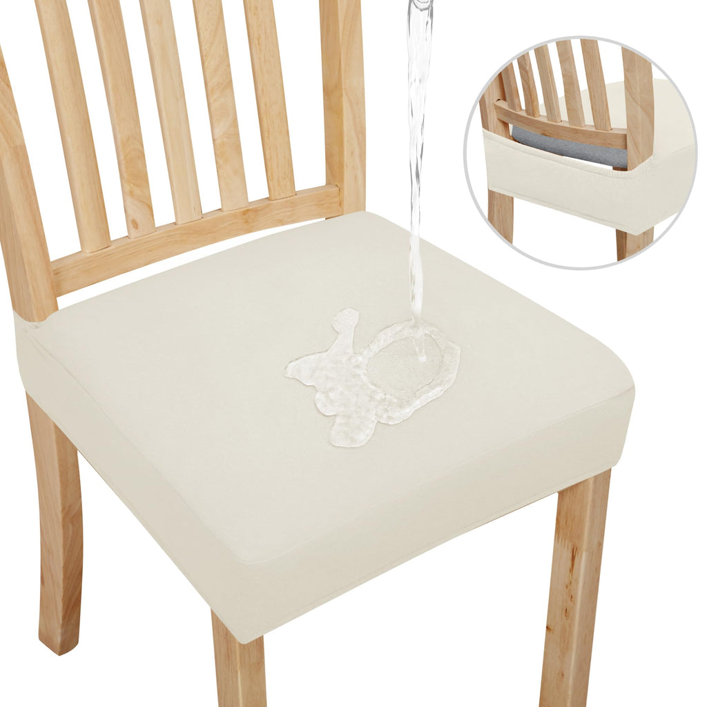 Easy-Going Waterproof Seat Covers for Dining Chairs Set of 4, Ivory
