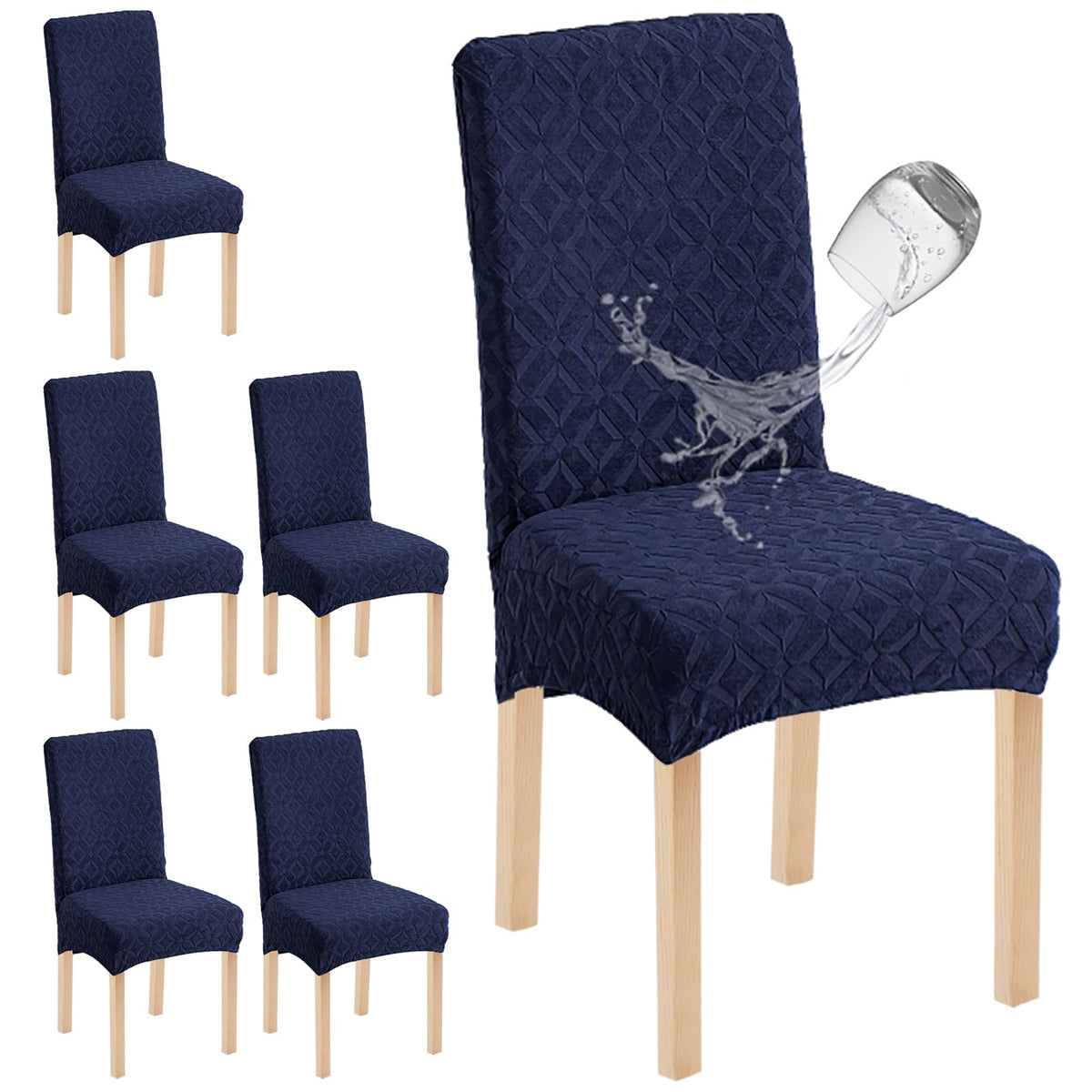 Genina Waterproof Dining Chair Covers Set of 4, Stretch Chair Slipcovers