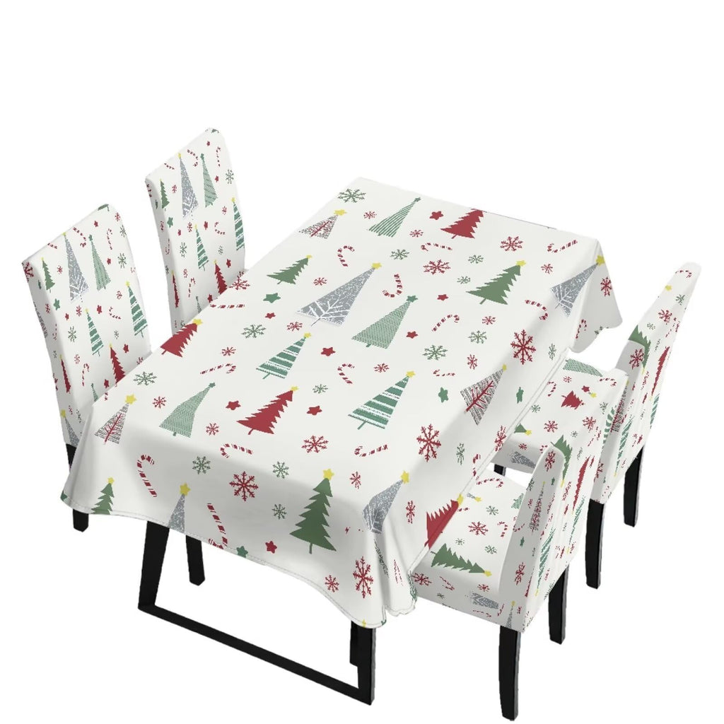 5 Pcs Table Cover Chair Covers Set Coloful Floral Dustproof Kitchen Seat Covers Set of 4 with Table Cover for Home Decor Soft Furniture Protector for Wedding Party Banquet
