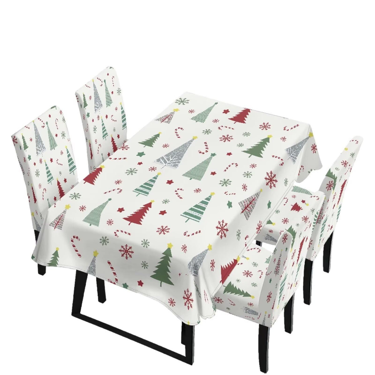 5 Pcs Table Cover Chair Covers Set Coloful Floral Dustproof Kitchen Seat Covers Set of 4 with Table Cover for Home Decor Soft Furniture Protector for Wedding Party Banquet