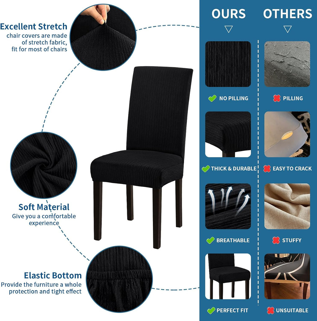 Stretch Dining Room Chair Covers Set of 6, Removable Washable Chair Covers for Dining Chairs,Dining Room, Hotel, Ceremony