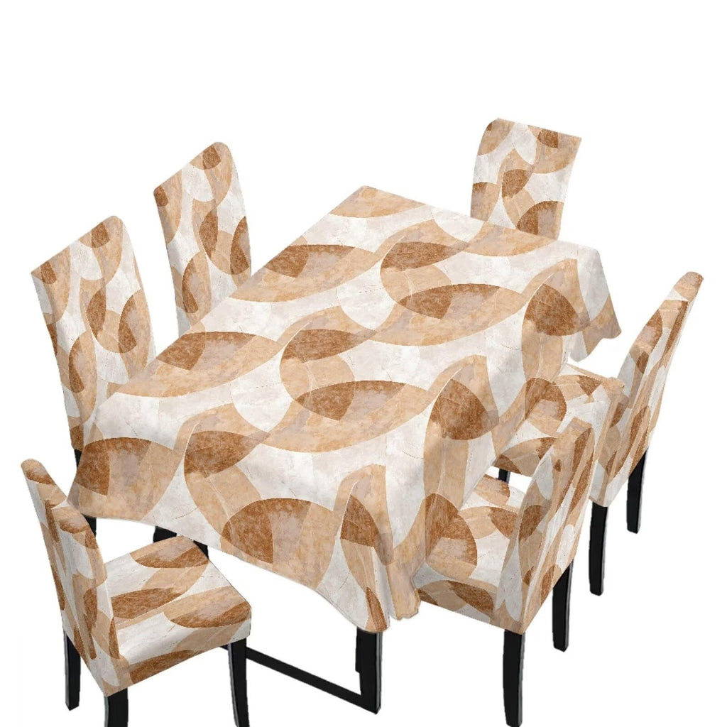 Fall Pumpkin Rectangular Table Cloth & Dining Chair Covers Set of 7, Stain Resistant Wipeable Chair Protectors for Farmhouse Rustic Home Kitchen Party Decor