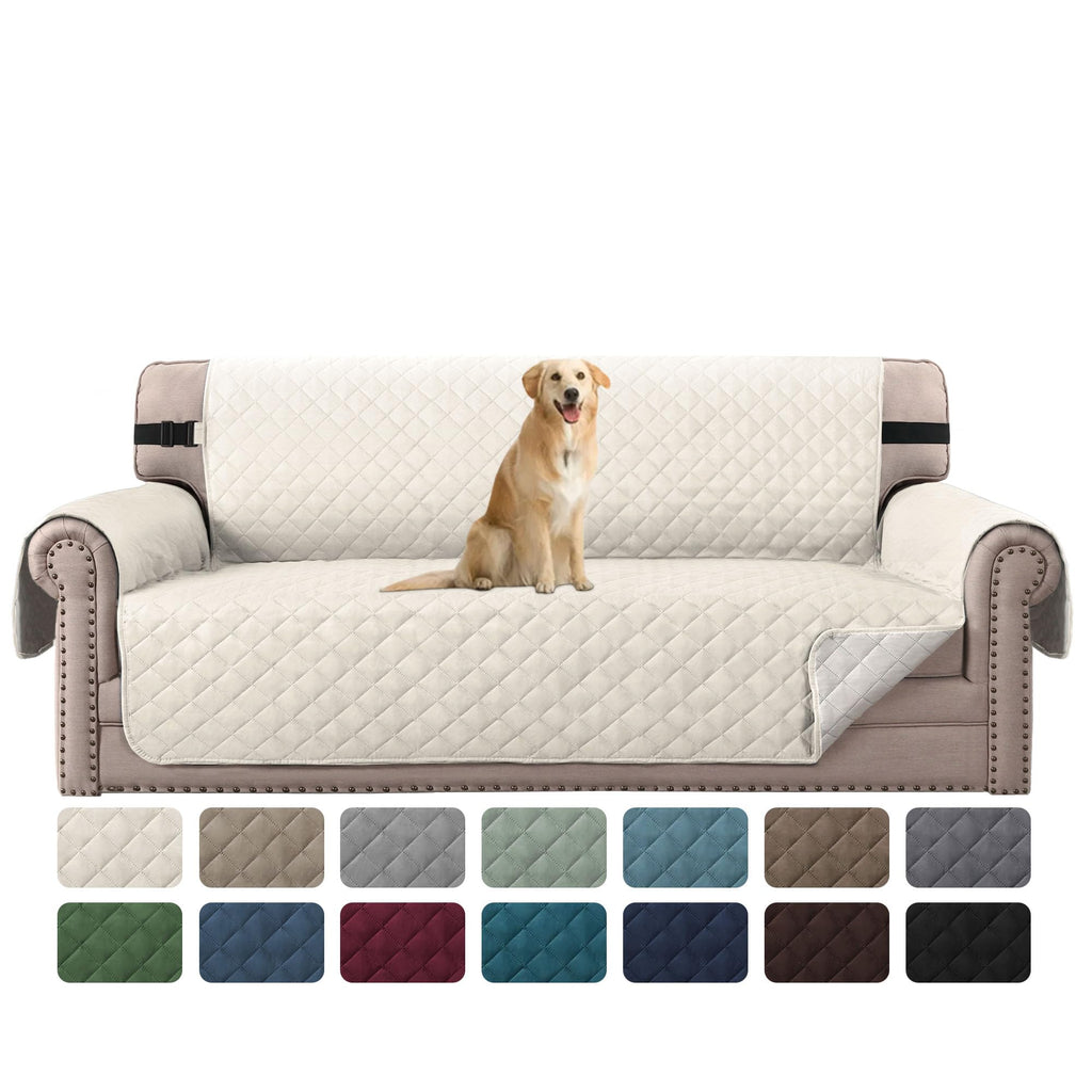 H.VERSAILTEX Reversible Couch Cover for 2 Cushion Couch Water Resistant Loveseat Washable Furniture Cover with Non-Slip Elastic Strap for Dogs, Pets, Kids(Oversized Loveseat, Charcoal Grey)