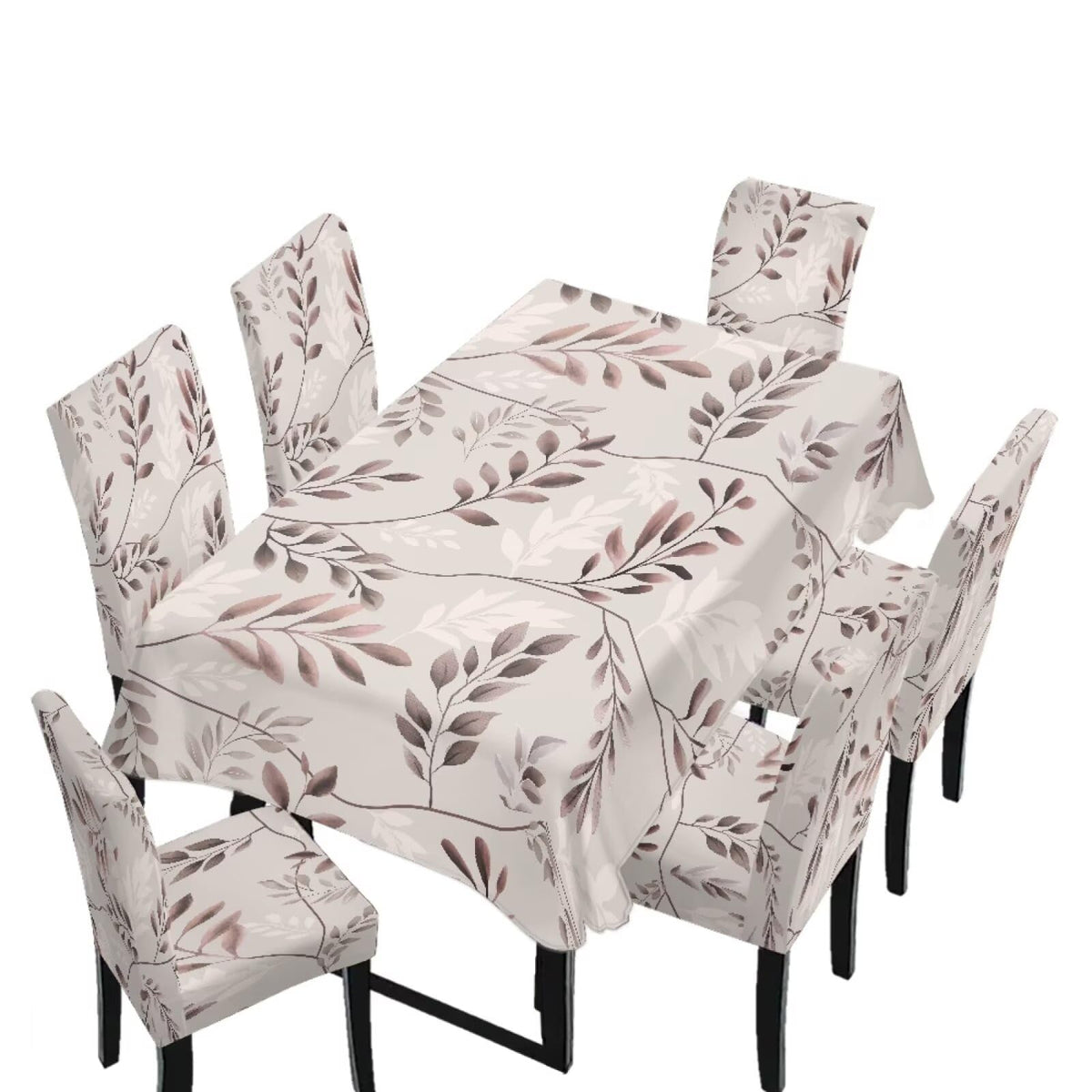 5 Pack Dining Room Chair Cover Set and Table Cloth Rectangle, Dust Proof Machine Washable Tablecloths Comfortable Chair Seat Slipcovers for Restaurant Decor, Abstract Fluid Marble