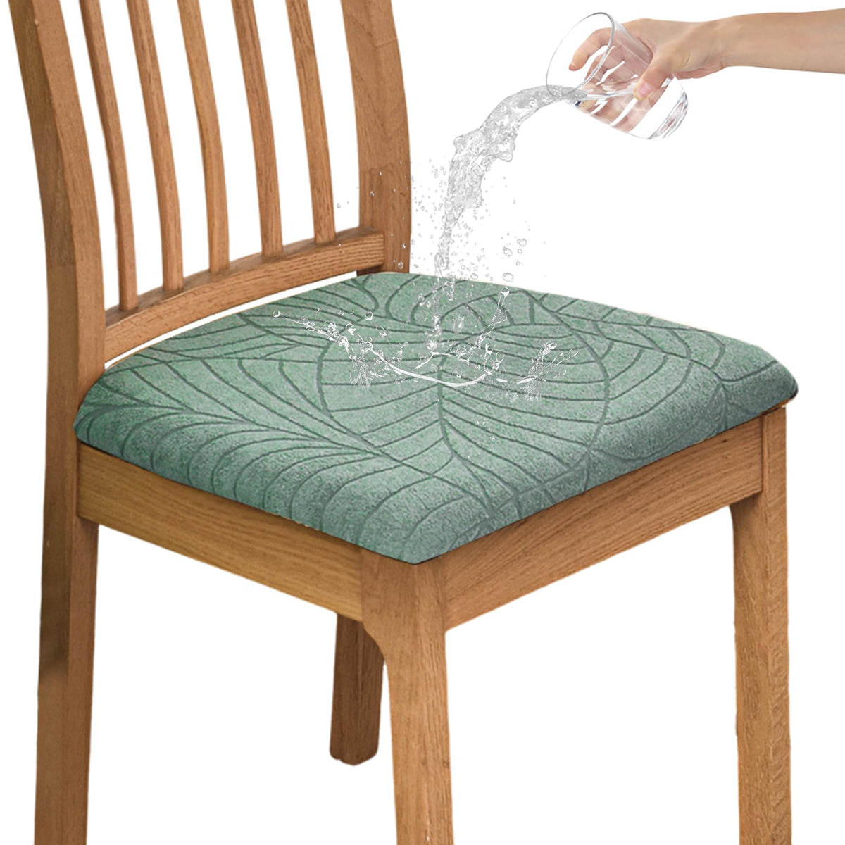 CRFATOP Waterproof Dining Chair Seat Cover Set of 6 Cushion Cover,L,Green