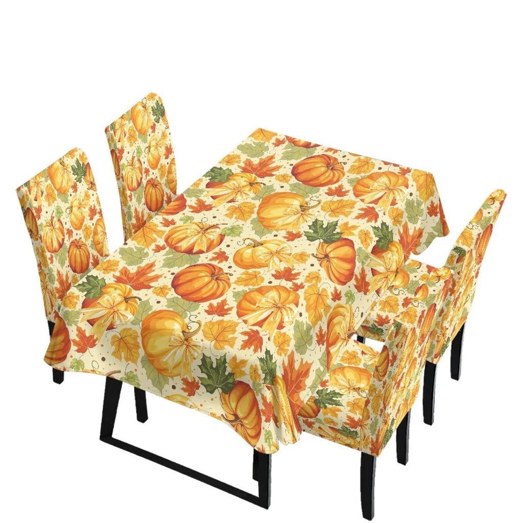 Thanksgiving Rectangle Table Cloth with Dining Chair Cover