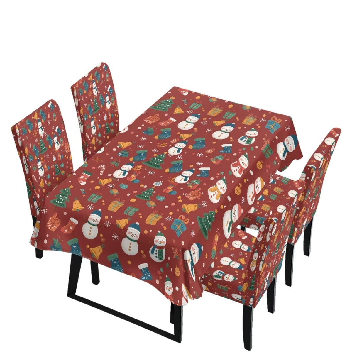 5 Pack Dining Table Cloth Rectangle 4 Seater Includes Kitchen Chair Covers, Stretch Seat Covers for Dining Chairs Anti-dust Washable Table Protector, Tribe Aztec Geometry Print