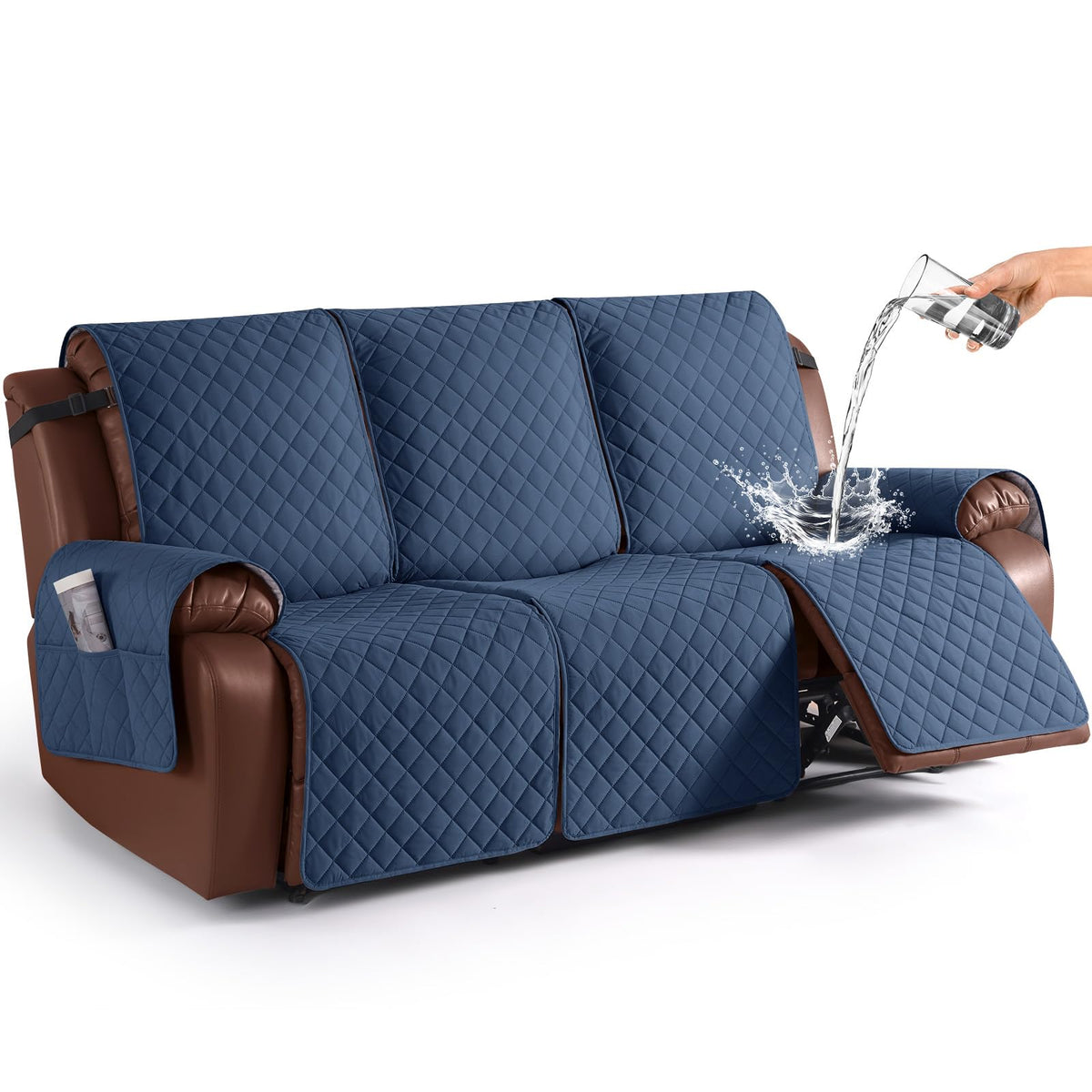 KinCam Waterproof Loveseat Recliner Covers Washable, 2 Seater, Light Gray