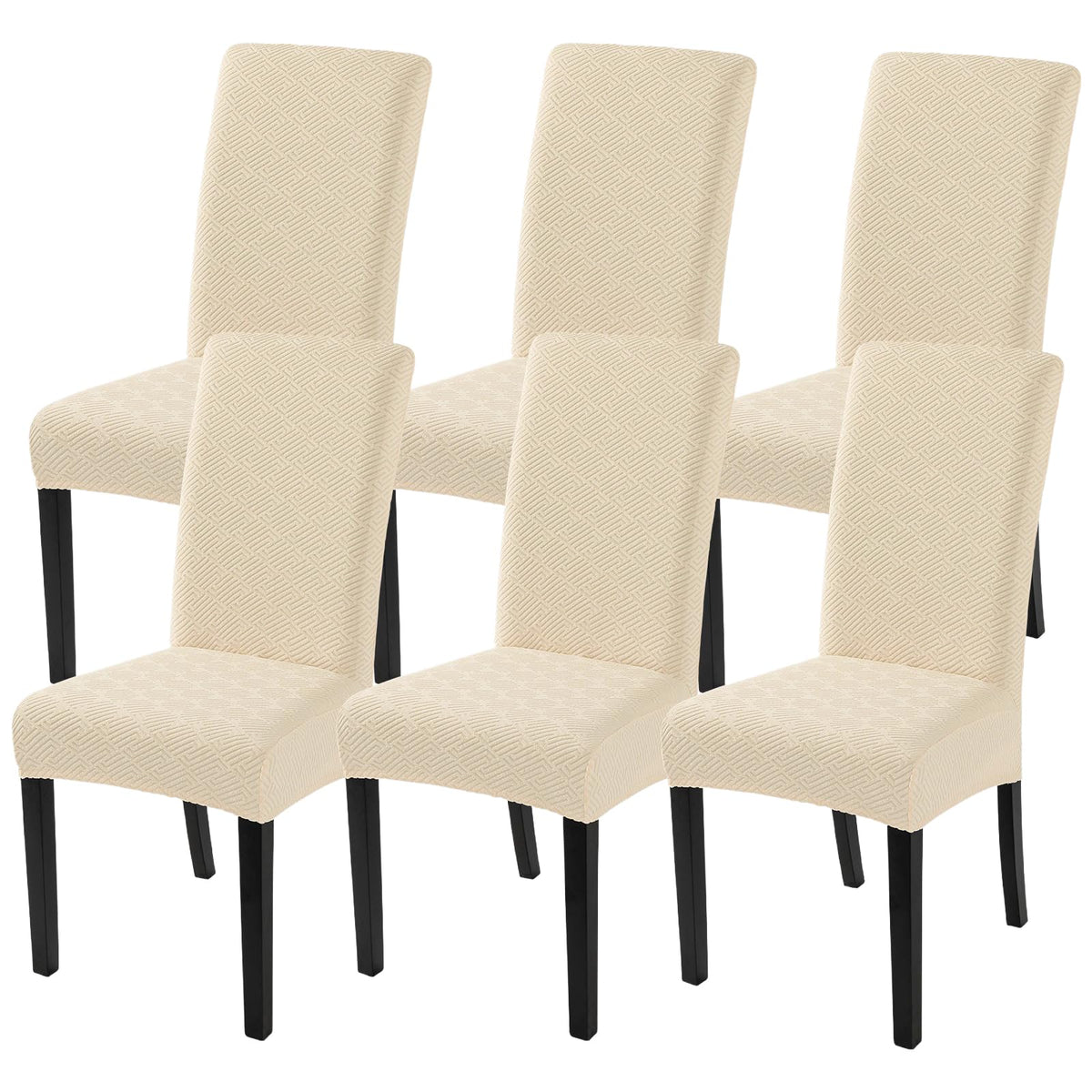 SearchI Chair Covers Slipcovers Set of 4, Spandex Super Fit Stretch Removable Washable Kitchen Parsons Protector for Dining Room,Hotel,Ceremony,Beige+Flowers