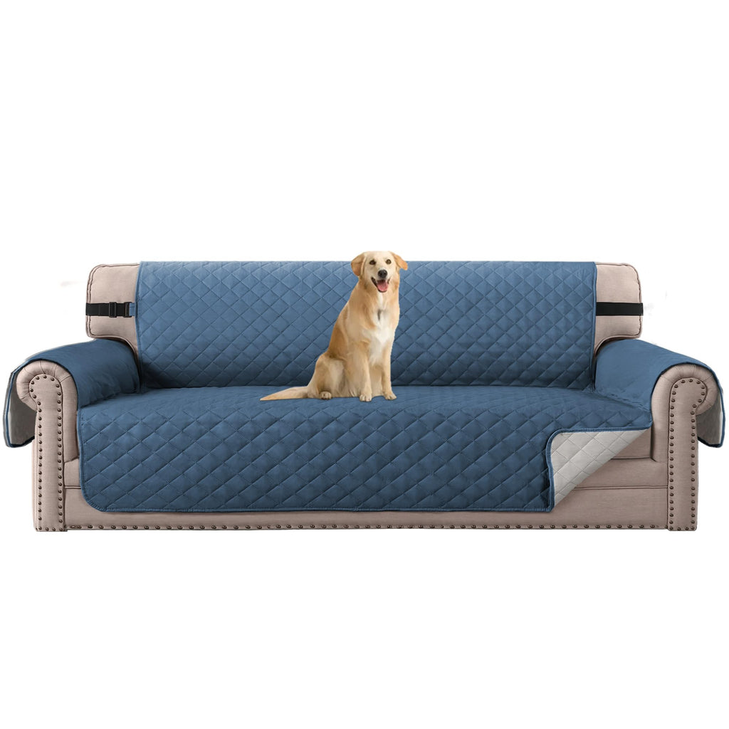 H.VERSAILTEX Reversible Couch Cover for 2 Cushion Couch Water Resistant Loveseat Washable Furniture Cover with Non-Slip Elastic Strap for Dogs, Pets, Kids(Oversized Loveseat, Charcoal Grey)