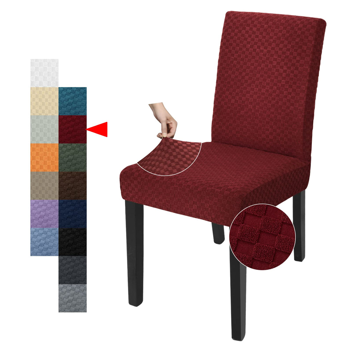 YEMYHOM 2 Packs Latest Checkered Dining Chair Slipcover Parsons Chair Furniture Protector Stretch Chair Covers for Dining Room, Restaurant, Kitchen, Party (Light Gray)