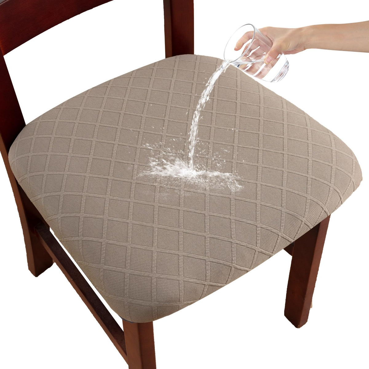 Waterproof Dining Room Chair Covers Set of 6,Taupe,Large