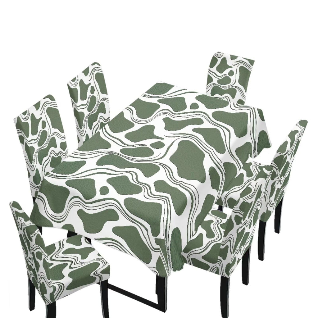 Table Cloth Rectangle Table Set of 5 Include Dining Chair Covers and Tablecloths for Dining Room Banquet, Anti-Scratch Chair Seat Protector Cover, Hummingbird Sunflower Tribe Print