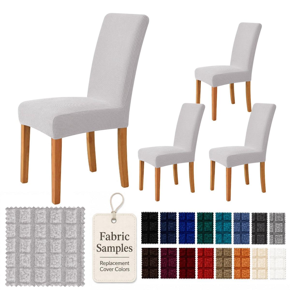 YEMYHOM 2 Packs Latest Checkered Dining Chair Slipcover Parsons Chair Furniture Protector Stretch Chair Covers for Dining Room, Restaurant, Kitchen, Party (Light Gray)