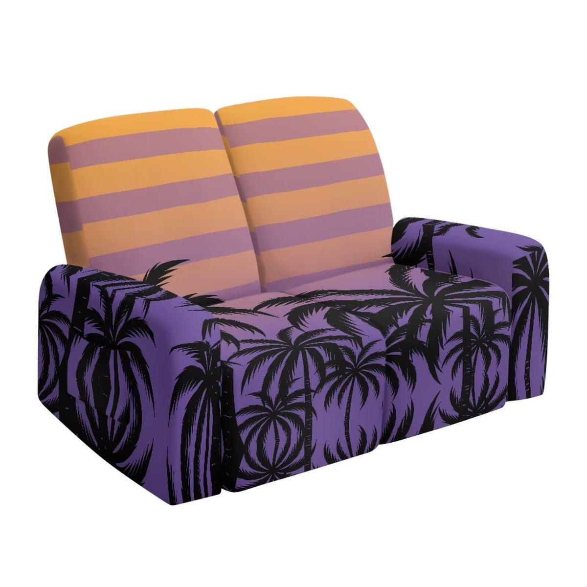 6 Pieces Stretch Recliner Loveseat Covers, Mid-Century Modern Geometric Washable Slipcovers Soft Furniture Protectors with Elastic Bottom for Kids and Pets 2 Seater