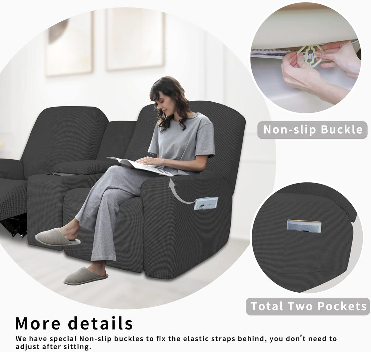 Easy-Going 1 Piece Reclining Loveseat with Middle Console Slipcover